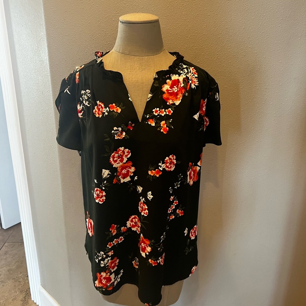 Floral Dark Hunter Green Blouse